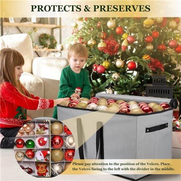 Christmas Ornament Storage Box, Fits 128 Ornaments Large Ornament Organizer - Picture 5 of 7
